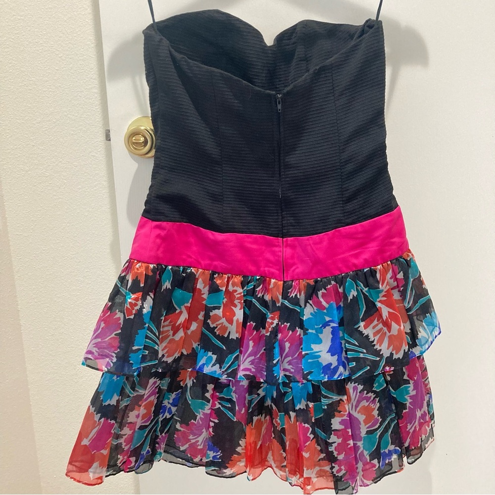 Vintage 80s Prom Dress strapless multicolor - Picture 3 of 14